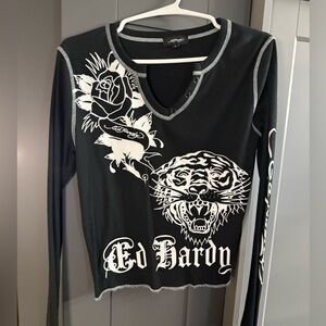 Ed Hardy long sleeve ribbed top